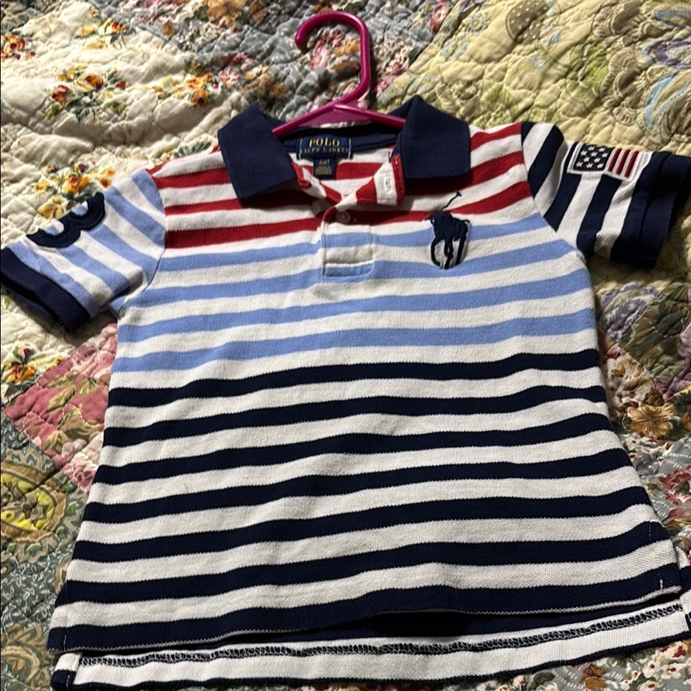 Polo by Ralph Lauren Red and Blue Striped Polo Shirt